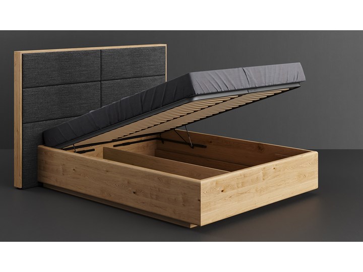 Łóżko drewniane Dome z pojemnikiem Dąb 180x220 cm Long Drewno Styl Minimalistyczny