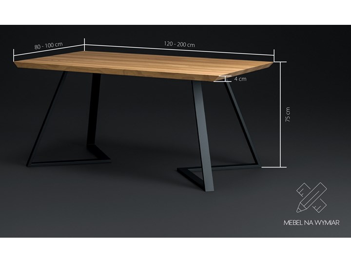 Stół drewniany Avil z metalowymi nogami Dąb 200x90 cm