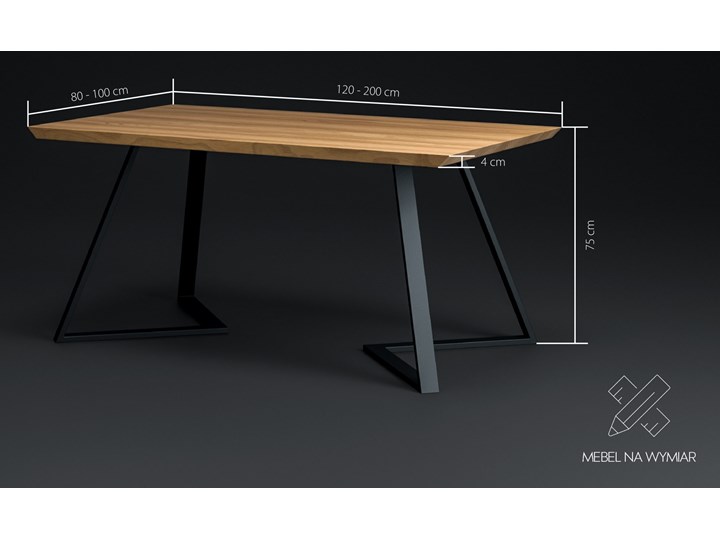 Stół drewniany Avil z metalowymi nogami Dąb 220x80 cm