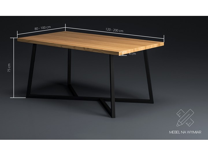 Stół Erant z drewnianym blatem Dąb 200x80 cm