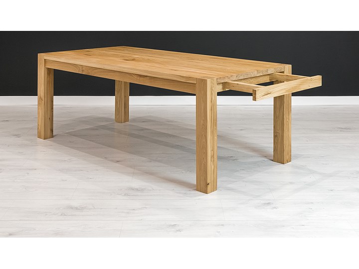 Stół Gustav z litego drewna z dostawkami Dąb 120x90 cm Jedna dostawka 50 cm Wysokość 75 cm Styl Tradycyjny Drewno Pomieszczenie Stoły do jadalni
