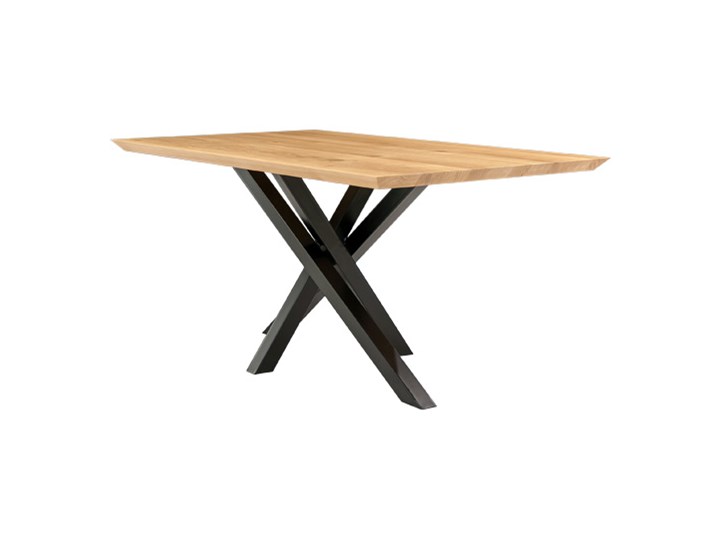 Stół Slant z litego drewna Dąb 140x80 cm Wysokość 75 cm Drewno Stal Styl Nowoczesny