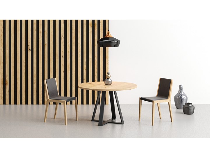 Stół okrągły industrialny Cloud Dąb 110 cm Drewno Kategoria Stoły kuchenne