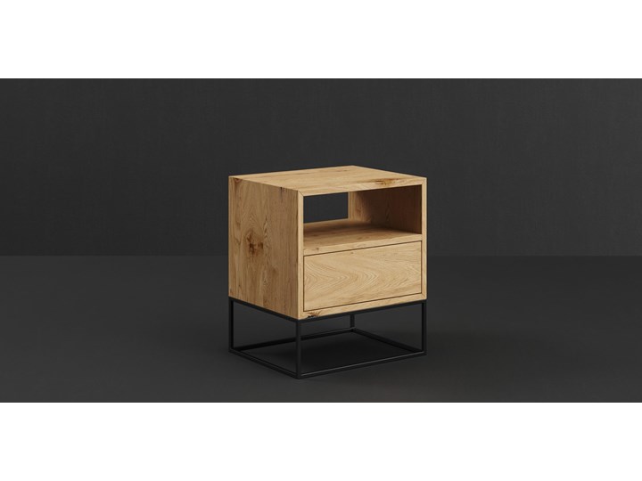 Stolik nocny Moon z litego drewna Dąb Drewno Metal Uniwersalne Styl Minimalistyczny