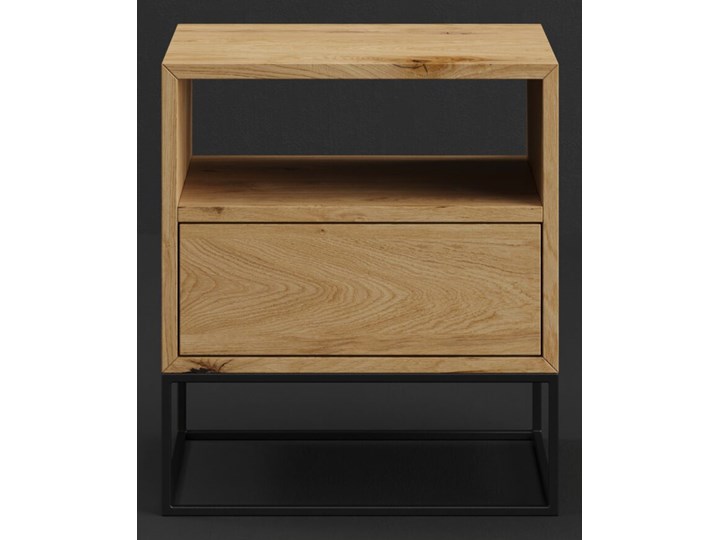 Stolik nocny Moon z litego drewna Dąb Drewno Styl Nowoczesny Uniwersalne Metal Styl Minimalistyczny