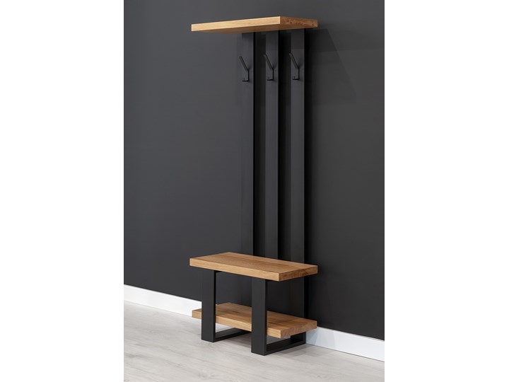Wieszak industrialny Mount z litego drewna Dąb 90 cm Drewno Metal Kolor Brązowy Kategoria Wieszaki na odzież wierzchnią