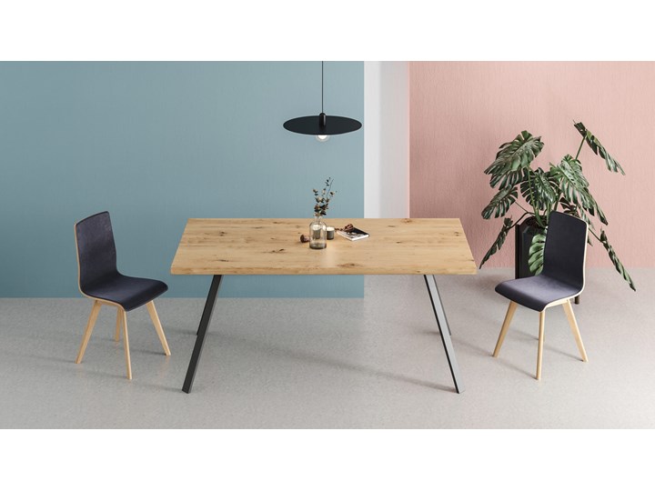 Rozkładany stół Lige z naturalnego drewna Dąb 200x90 cm Jedna dostawka 50 cm