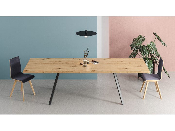 Rozkładany stół Lige z naturalnego drewna Dąb 200x90 cm Jedna dostawka 50 cm