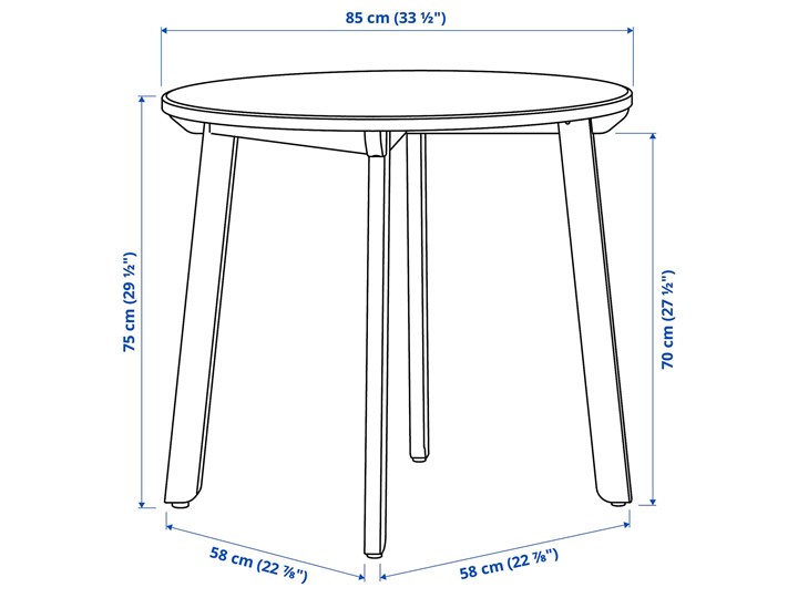 IKEA GAMLARED / STEFAN Stół i 2 krzesła, bejca jasna patyna/brązowoczarny, 85 cm Kolor Brązowy