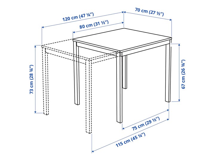 IKEA VANGSTA / JANINGE Stół i 2 krzesła, biały/żółty, 80/120 cm Kategoria Stoły z krzesłami