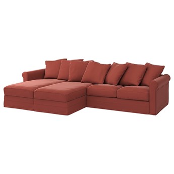 IKEA GRÖNLID Sofa 4 osobowa z szezlongiem, Ljungen jasnoczerwony, Wysokość z poduchami oparcia: 104 cm