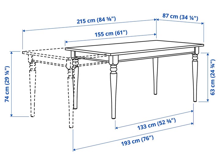 IKEA INGATORP / INGOLF Stół i 6 krzeseł, czarny/Nolhaga szary/beż, 155/215 cm