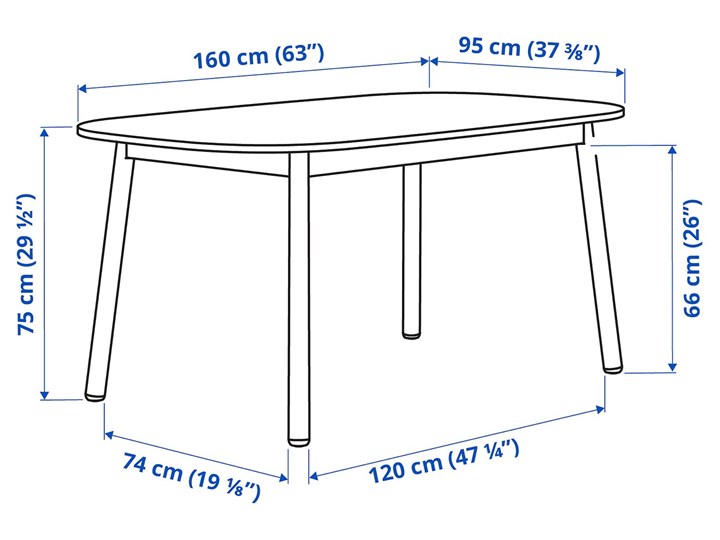 IKEA VEDBO / RÖNNINGE Stół i 4 krzesła, biały/brzoza, 160x95 cm Kategoria Stoły z krzesłami Pomieszczenie Jadalnia