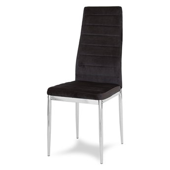 Krzesło nowoczesne tapicerowane welurowe na metalowych chromowanych nogach do salonu kuchni czarne 704V-TH-BCH
