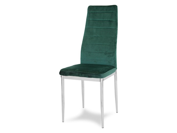Krzesło nowoczesne tapicerowane welurowe na metalowych chromowanych nogach do salonu kuchni zielone ...