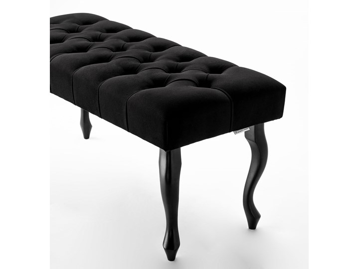 Ławka pikowana Chesterfield Black Materiał nóżek Drewno