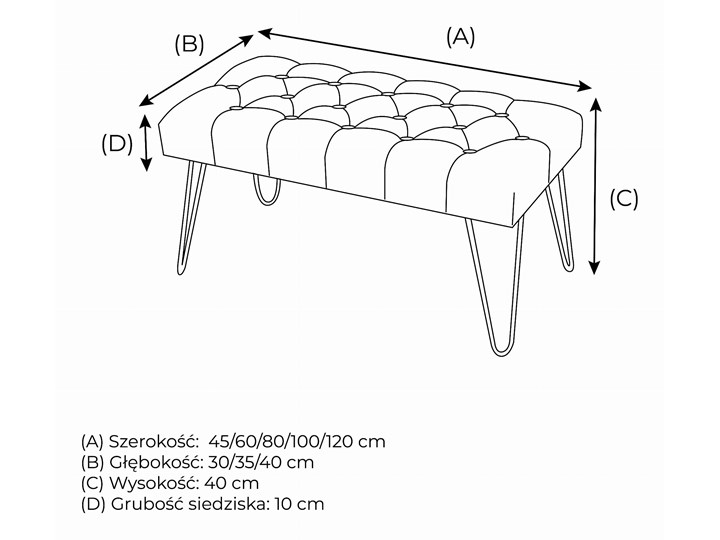 Ławka Pikowana Industrialna PIN Honey - LOFT Materiał obicia Tkanina Materiał obicia Skóra ekologiczna