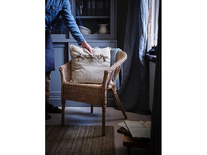 IKEA AGEN Krzesło, rattan/bambus, Szerokość: 58 cm Metal Drewno Tworzywo sztuczne Styl Nowoczesny