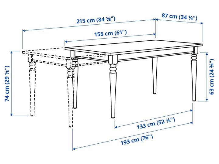 IKEA INGATORP / INGOLF Stół i 4 krzesła, czarny/brązowoczarny, 155/215 cm