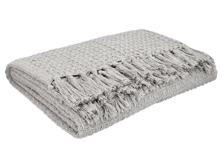 VAFFEL Pled bawełniany jasnoszary 130x170 cm Bawełna Pomieszczenie Salon Koc Kategoria Koce i pledy