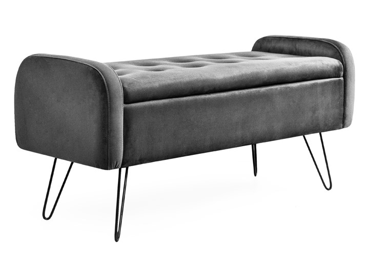 VENLO Ławka szara 100x39x45cm Materiał obicia Tkanina Pikowana Styl Nowoczesny
