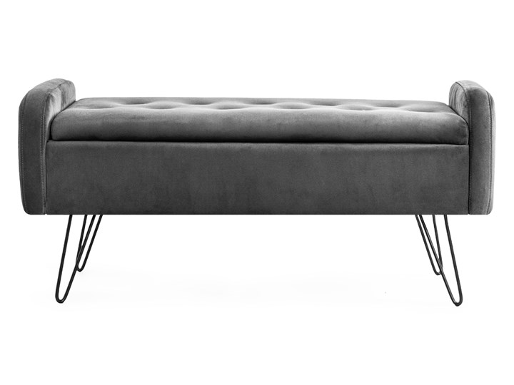 VENLO Ławka szara 100x39x45cm Pikowana Styl Nowoczesny