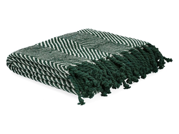 SPARRE Pled zygzak zielony 130x170 cm Pomieszczenie Salon Bawełna Pomieszczenie Sypialnia