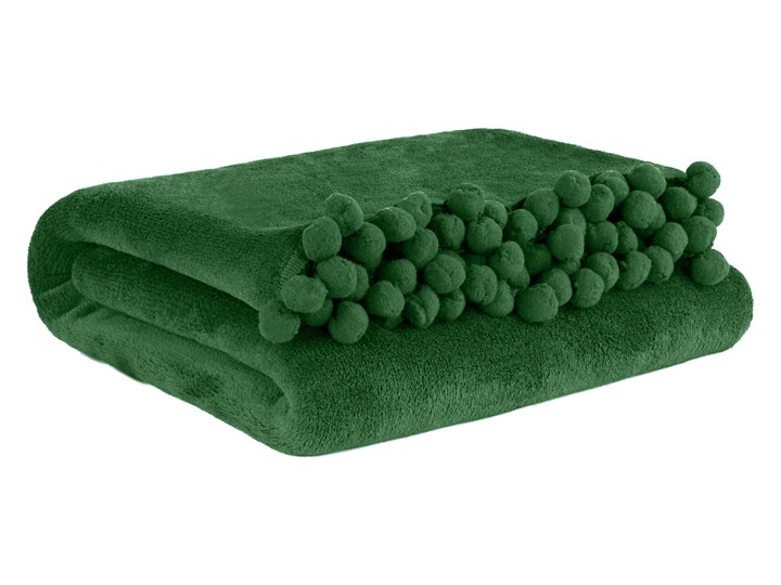 HJO Koc z pomponami zielony 150x200 cm Poliester Kategoria Koce i pledy