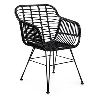 Krzesło JARDIN plecione czarne 56x42x82 cm - Homla