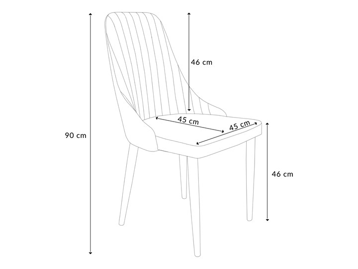 Krzesło LOUIS welurowe czarne 45x45x90 cm - Homla Tkanina Głębokość 45 cm Szerokość 45 cm Metal Pomieszczenie Jadalnia