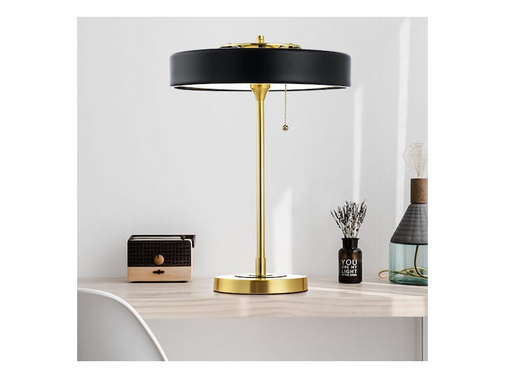 Art Deco 2000 - lampa biurkowa stołowa czarna Szkło Funkcje Lampa dotykowa Wysokość 48 cm Tworzywo sztuczne Lampa z kloszem Metal Mosiądz Kategoria Lampy stołowe