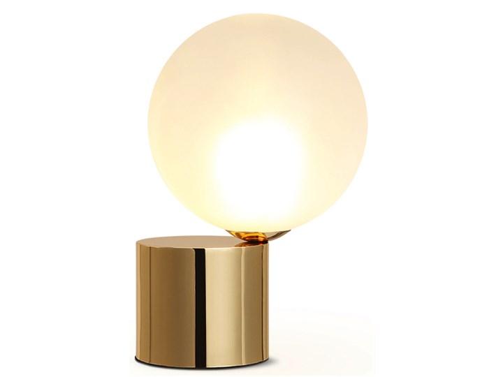 Ball at Barrel - Mleczna kula - lampa stołowa Metal Mosiądz Lampa z kloszem Szkło Wysokość 30 cm Kategoria Lampy stołowe
