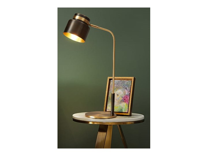 Vien - lampka stołowa biurkowa czarny i mosiądz Metal Lampa z kloszem Wysokość 52 cm Kategoria Lampy stołowe Lampa biurkowa Styl Klasyczny