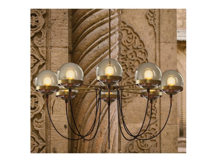 Lava 3 - lampa wisząca ręcznie formowane szkło Lampa z kloszem Lampa inspirowana Metal Mosiądz Pomieszczenie Jadalnia