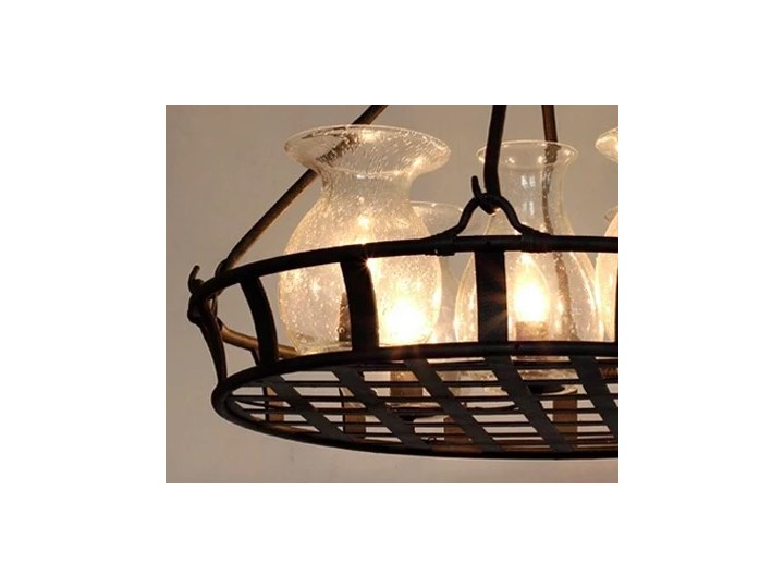 Vintage Jar Chandelier - żyrandol kuty metal + szkło Stal Mosiądz Styl Rustykalny
