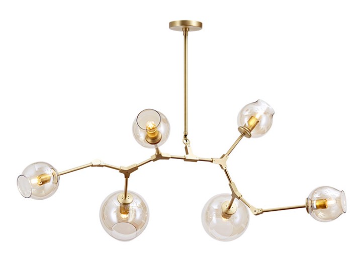 Chemistry gold - 6-punktowa nowoczesna lampa wisząca - różne klosze