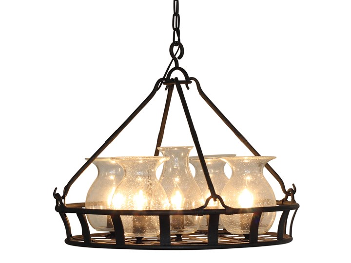 Vintage Jar Chandelier - żyrandol kuty metal + szkło Mosiądz Stal Styl Rustykalny