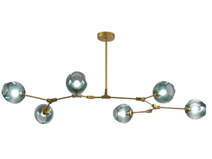 Chemistry gold - 6-punktowa nowoczesna lampa wisząca - różne klosze Funkcje Brak dodatkowych funkcji Szkło Metal Lampa inspirowana Lampa z kloszem Ilość źródeł światła 6 źródeł