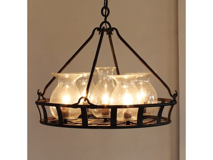 Vintage Jar Chandelier - żyrandol kuty metal + szkło Mosiądz Stal Funkcje Brak dodatkowych funkcji