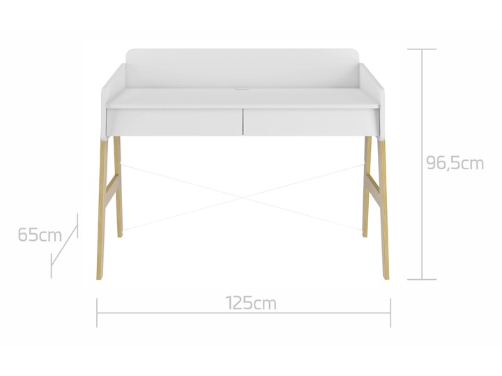 Regulowane biurko dziecięce z szufladami So Sixty Biurko z nadstawką Biurko regulowane Drewno Biurko tradycyjne Szerokość 125 cm Płyta MDF Kolor Biały Pomieszczenie Biuro