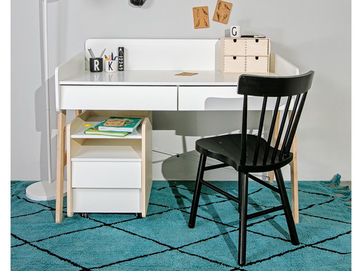 Regulowane biurko dziecięce z szufladami So Sixty Biurko tradycyjne Płyta MDF Szerokość 125 cm Biurko z nadstawką Biurko regulowane Drewno Pomieszczenie Biuro