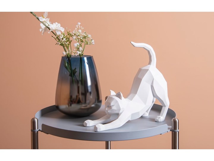 Matowa biała figurka PT LIVING Origami Stretching Cat, wys. 30,5 cm Kolor Biały