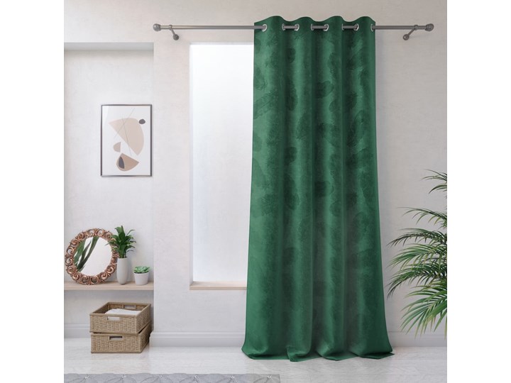 Zielona zasłona z aksamitną powierzchnią AmeliaHome Peacock, 140x250 cm Mocowanie Kółka Bawełna Poliester Typ Zasłony gotowe