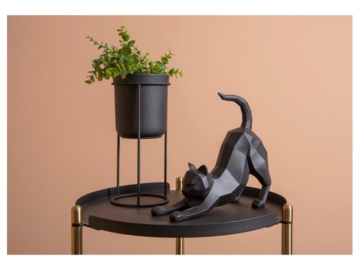Matowa czarna figurka PT LIVING Origami Stretching Cat, wys. 30,5 cm Kolor Czarny