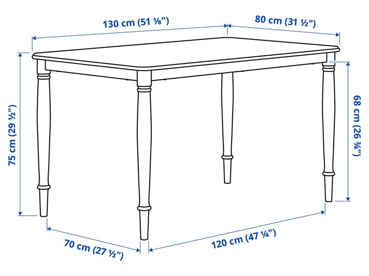IKEA DANDERYD / INGOLF Stół i 4 krzesła, sosna czarny/brązowoczarny, 130x80 cm Kategoria Stoły z krzesłami Kolor Brązowy