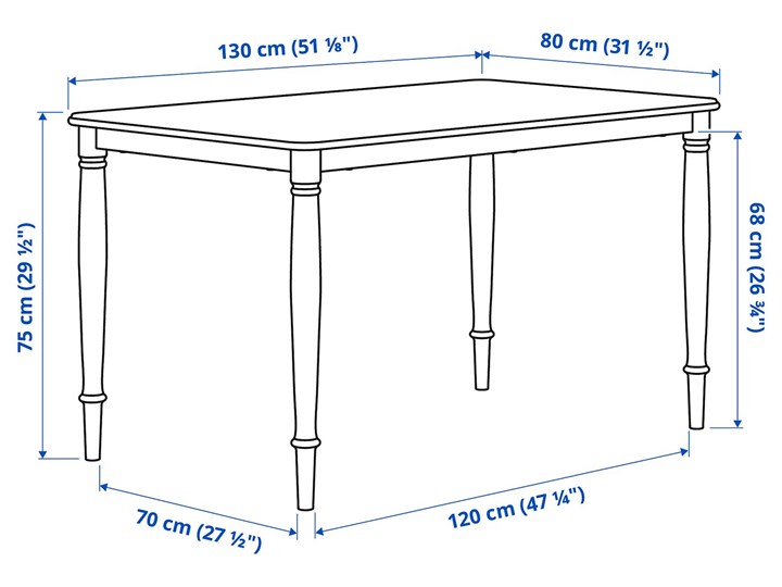 IKEA DANDERYD / INGOLF Stół i 4 krzesła, sosna czarny/brązowoczarny, 130x80 cm Kategoria Stoły z krzesłami