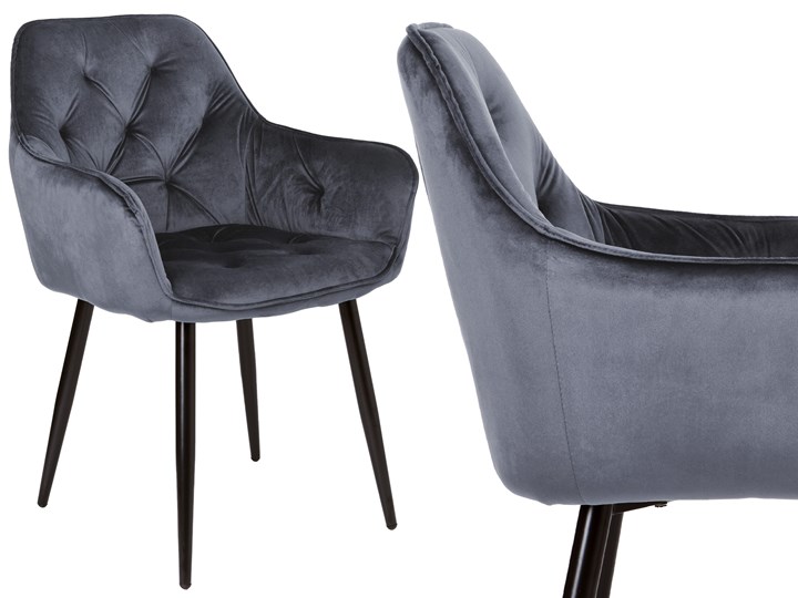 Krzesło welurowe Nevada VELVET Grafitowe Szerokość 59 cm Metal Tkanina Tworzywo sztuczne Krzesło inspirowane Tapicerowane Wysokość 85 cm Skóra Głębokość 61 cm Styl Nowoczesny