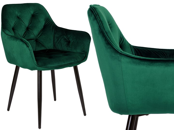 Krzesło welurowe NEVADA VELVET Ciemnozielone Tapicerowane Tkanina Szerokość 59 cm Krzesło inspirowane Tworzywo sztuczne Skóra Metal Wysokość 85 cm Głębokość 61 cm Styl Skandynawski