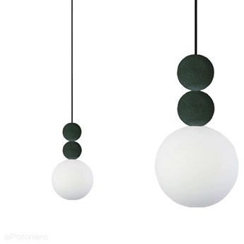 Nowoczesna lampa wisząca do salonu - dwie kule - stal, zamsz (1xE27) (Bola 2 Velvet) Loftlight, Olive Velvet