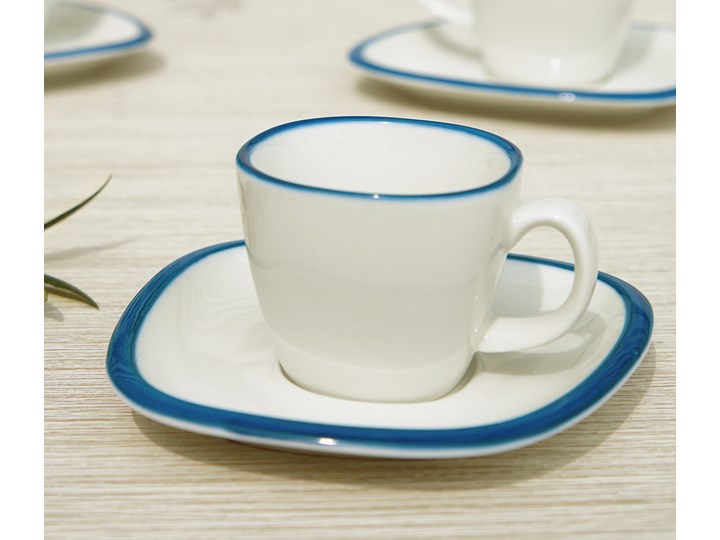 Filiżanka do kawy ze spodkiem Odalin porcelanowa biało-niebieska Filiżanka do espresso Filiżanka ze spodkiem Porcelana Ceramika Kategoria Filiżanki